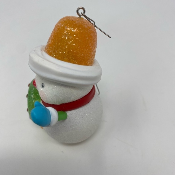 Glittery Snowman Ornament with Orange Hat - Picture 2 of 5